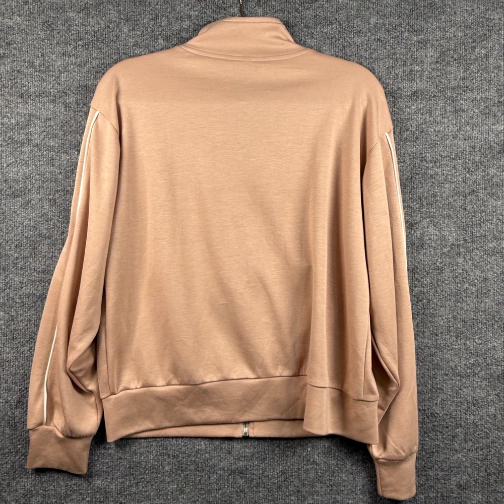 Totatuit Mens Medium Tan Full Zip Track Jacket Mock Neck Contrast Piping NWT - Picture 4 of 8